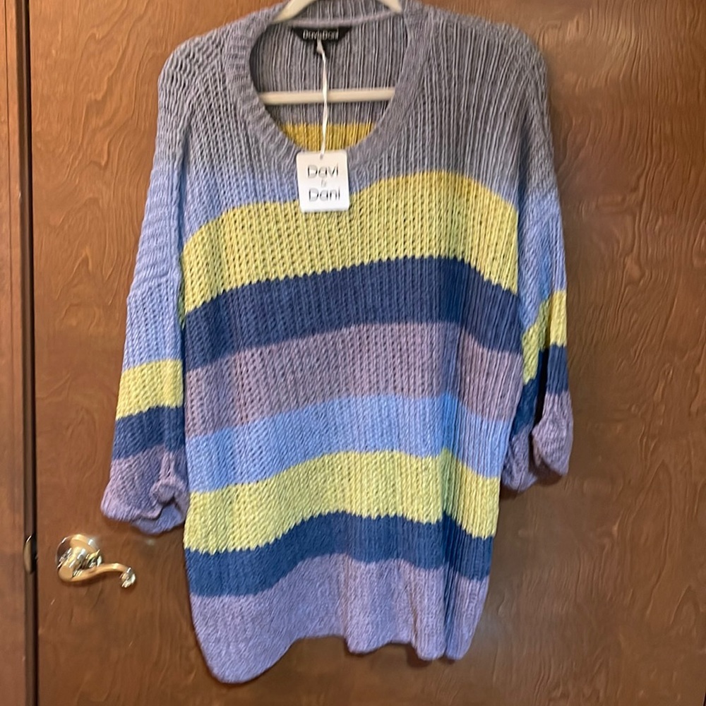 Plus Size (3X) Brand New Multi-striped Springtime Sweater